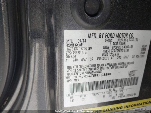 1FMJK2AT8FEF08890 Ford Expedition El Limited
