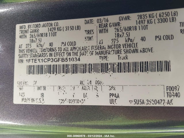 Ford F-150 Xlt 2016 1FTEX1CP3GFB51034 Image 9