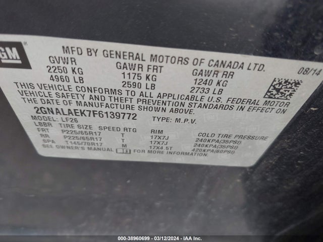 Chevrolet EQUINOX LS 2015 2GNALAEK7F6139772 Image 9