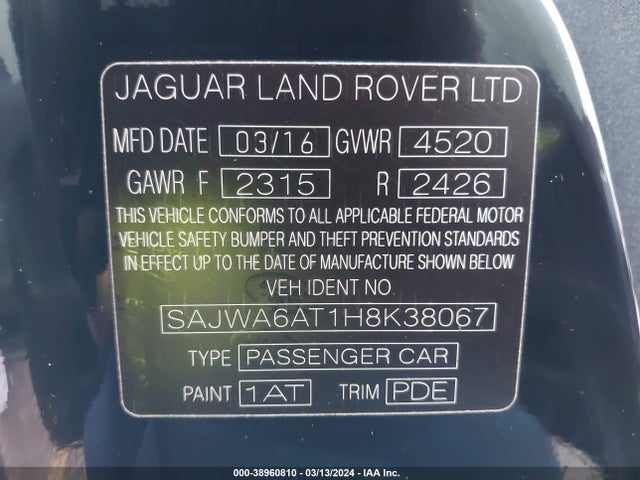 2017 JAGUAR F-TYPE SAJWA6AT1H8K38067 Photo 8