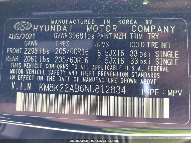 Hyundai Kona Se 2022 KM8K22AB6NU812834 Image 9
