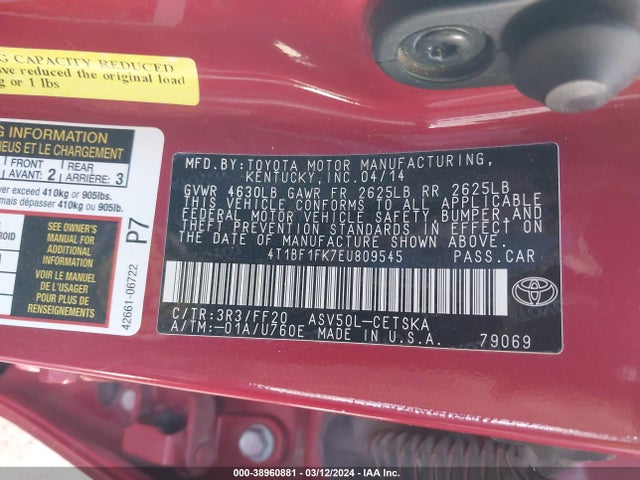 Toyota CAMRY SE 2014 4T1BF1FK7EU809545 Image 9