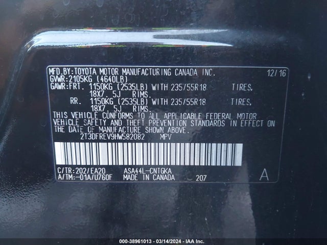 Toyota Rav4 Limited 2017 2T3DFREV9HW582082 Image 9
