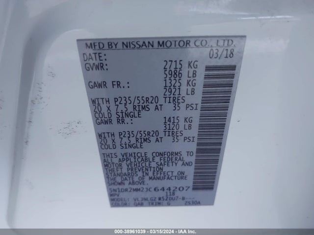 Nissan Pathfinder Sl 2018 5N1DR2MM2JC644207 Image 9