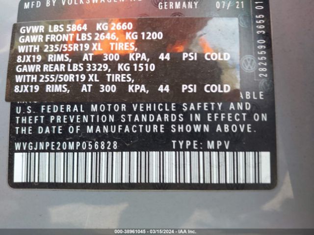 WVGJNPE20MP056828 Volkswagen Id.4 Awd Pro