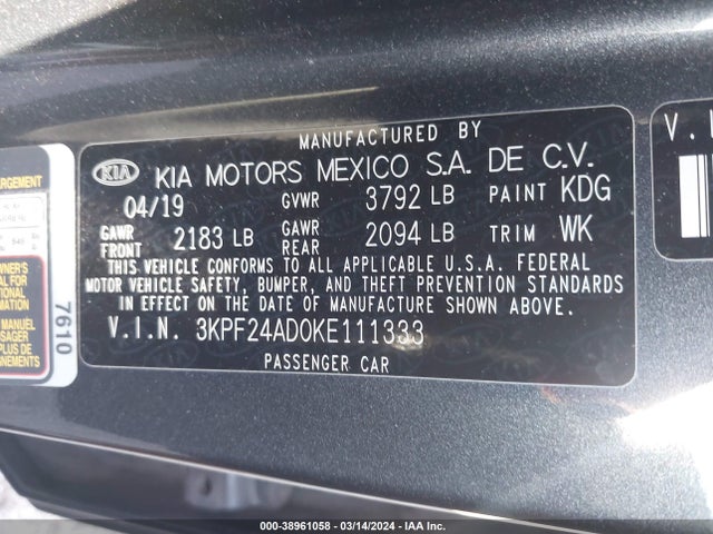 KIA Forte Lxs 2019 3KPF24AD0KE111333 Image 9