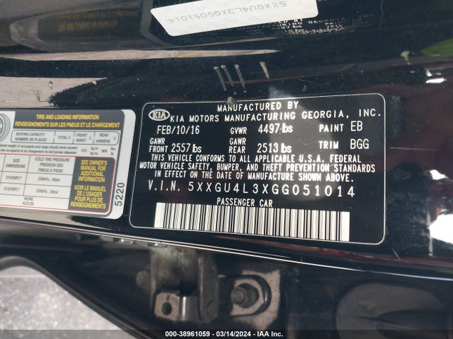 KIA OPTIMA EX 2016 5XXGU4L3XGG051014 Image 9