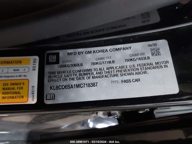 Chevrolet Spark Fwd 1lt Automatic 2021 KL8CD6SA1MC718387 Image 9