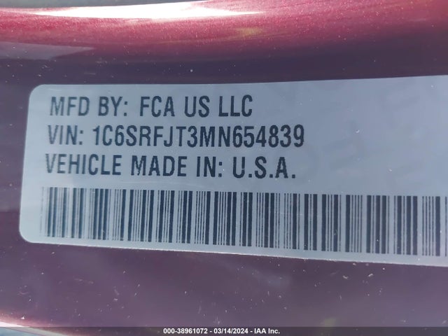 RAM 1500 Laramie  4x4 5'7 Box 2021 1C6SRFJT3MN654839 Image 9