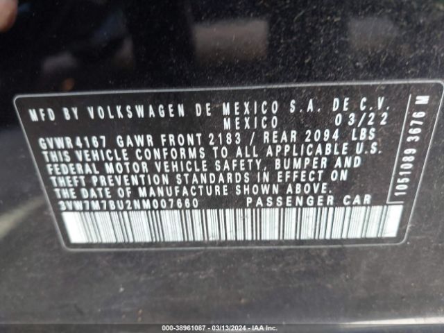 3VW7M7BU2NM007660 Volkswagen Jetta 1.5t Se