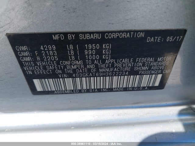 Subaru Impreza 2.0i Limited 2017 4S3GKAT69H3622234 Image 9