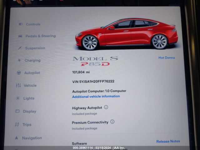 5YJSA1H20FFP76222 Tesla Model S 70d/85d/p85d