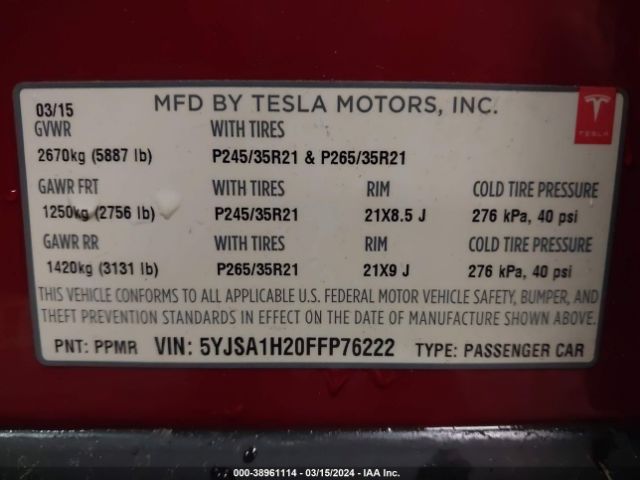 5YJSA1H20FFP76222 Tesla Model S 70d/85d/p85d