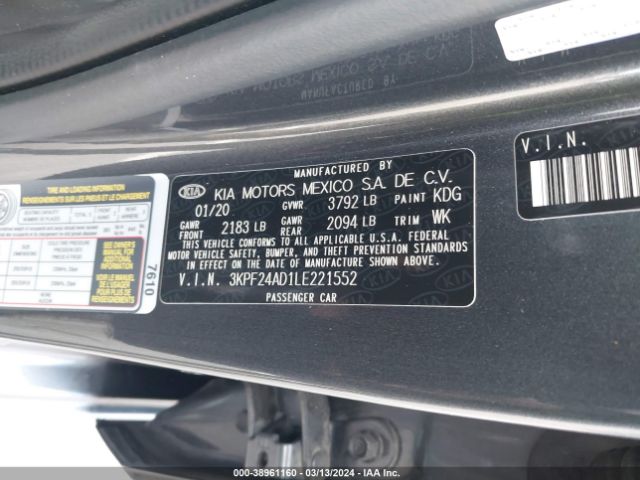 3KPF24AD1LE221552 KIA Forte Lxs
