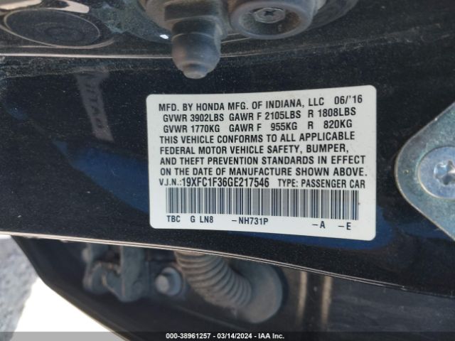 19XFC1F36GE217546 Honda Civic Ex-t
