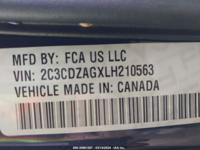 2C3CDZAGXLH210563 Dodge Challenger Sxt