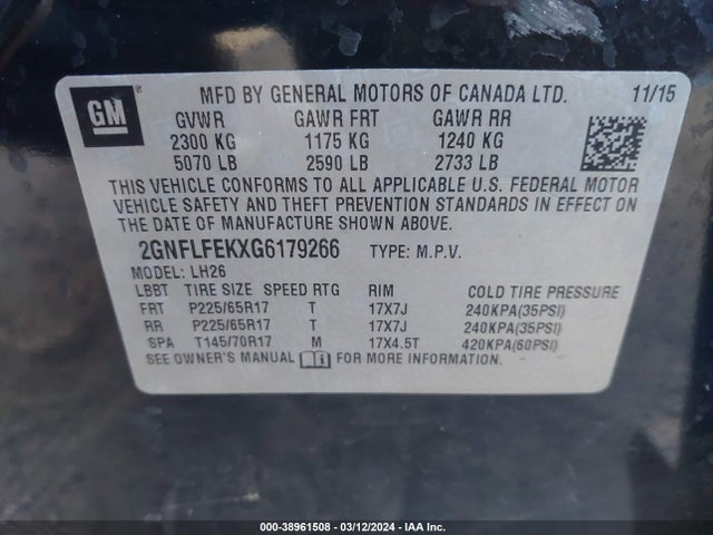 Chevrolet EQUINOX LT 2016 2GNFLFEKXG6179266 Image 9