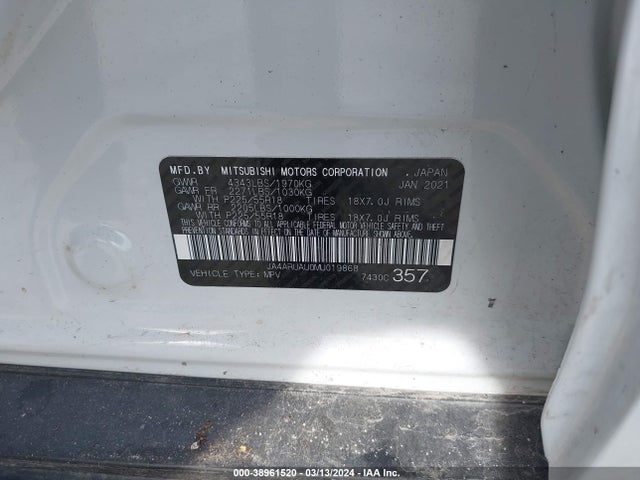 JA4ARUAU0MU019868 Mitsubishi Outlander Sport 2.0 Be Awc/2.0 Es Awc/2.0 Le Awc/2.0 Se Awc