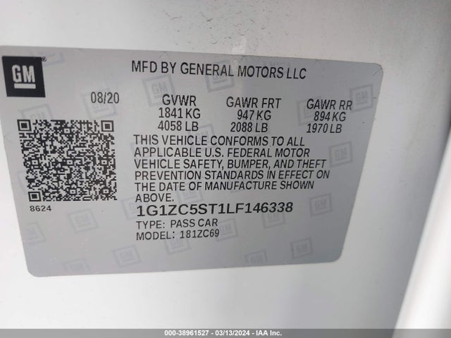 Chevrolet Malibu Fwd 1fl 2020 1G1ZC5ST1LF146338 Image 9