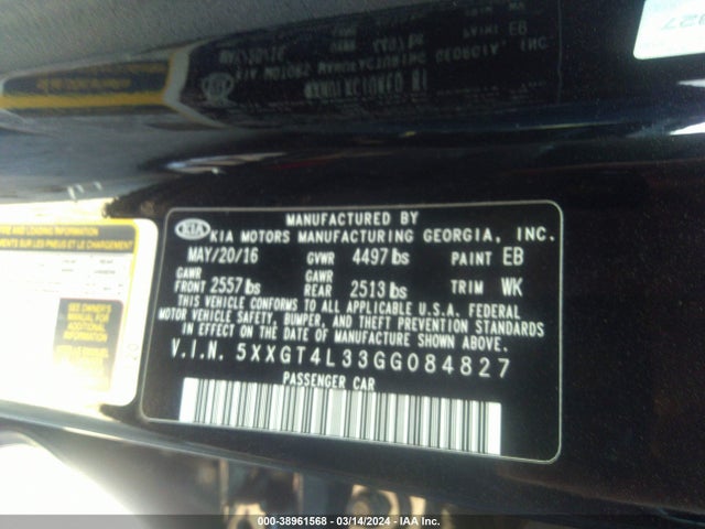 KIA Optima Lx 2016 5XXGT4L33GG084827 Image 9