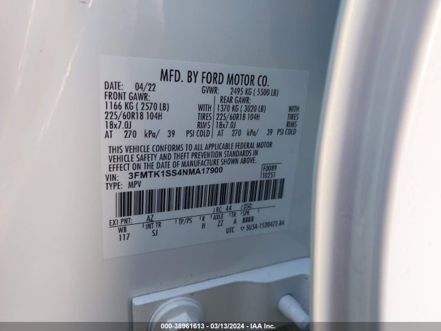 Ford Mustang Mach-e Select 2022 3FMTK1SS4NMA17900 Image 9