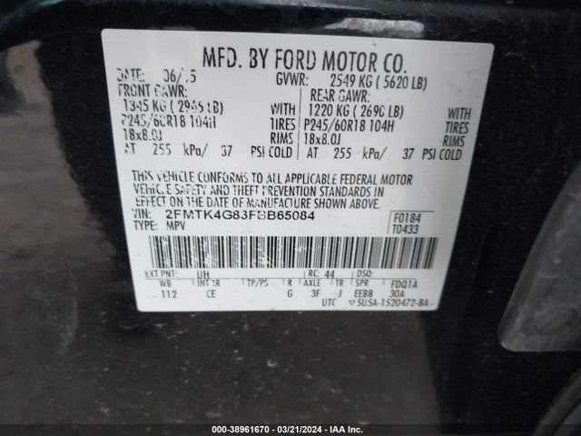 Ford EDGE SE 2015 2FMTK4G83FBB65084 Image 9