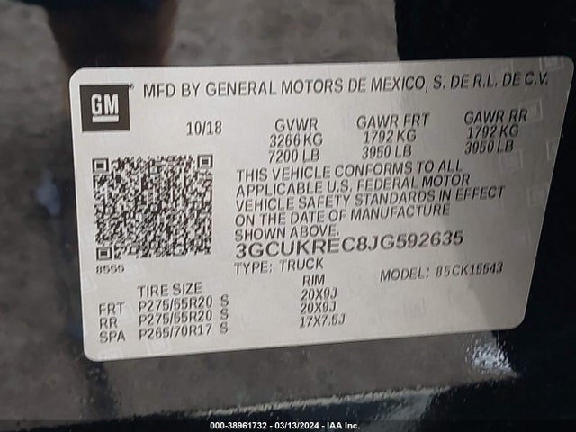 Chevrolet Silverado 1500 2lt 2018 3GCUKREC8JG592635 Image 9