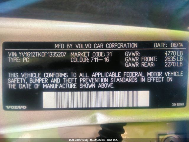YV1612TK0F1335207 Volvo S60 T5 Premier