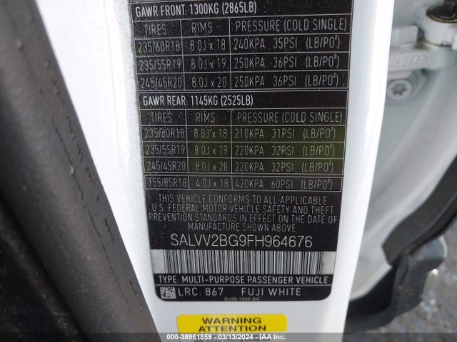 SALVV2BG9FH964676 Land Rover Range Rover Evoque Prestige