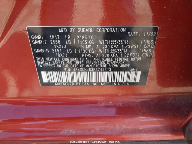 Subaru Crosstrek Limited 2024 4S4GUHL63R3745513 Image 9