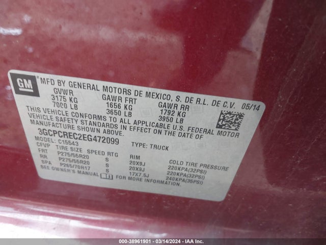 Chevrolet Silverado 1500 1lt 2014 3GCPCREC2EG472099 Image 9