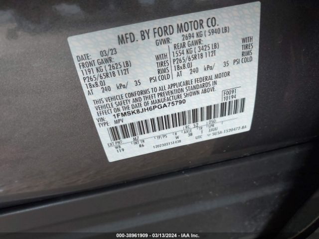 1FMSK8JH6PGA75790 Ford Explorer Timberline