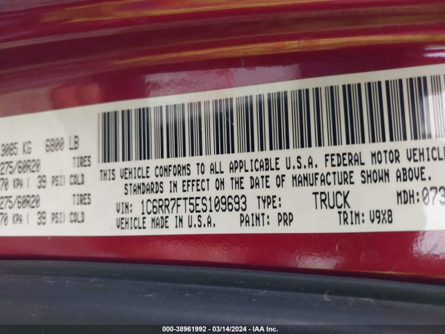 RAM 1500 Express 2014 1C6RR7FT5ES109693 Image 9