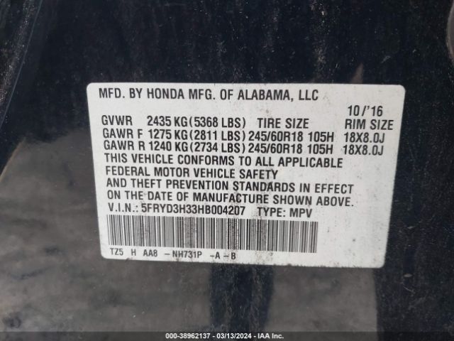 5FRYD3H33HB004207 Acura MDX