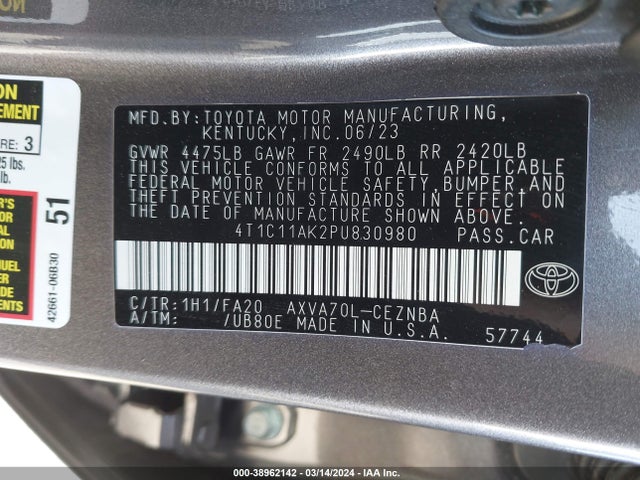 Toyota CAMRY LE 2023 4T1C11AK2PU830980 Image 9