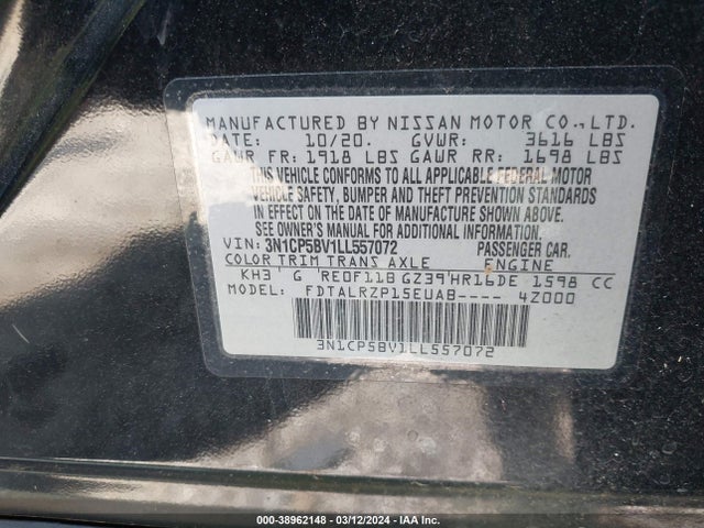 Nissan Kicks S Xtronic Cvt 2020 3N1CP5BV1LL557072 Image 9