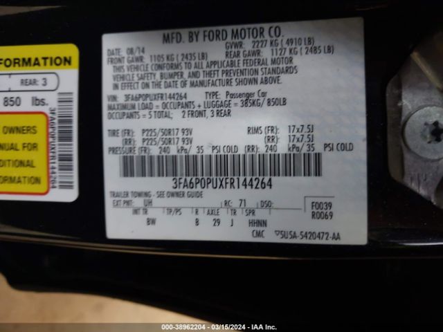 3FA6P0PUXFR144264 Ford Fusion Energi Se Luxury