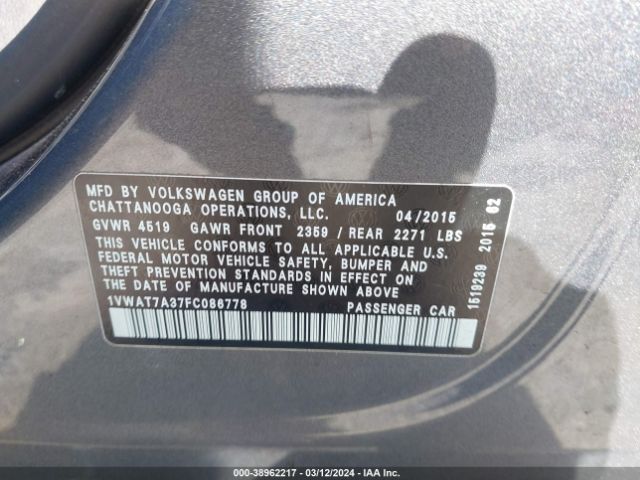 1VWAT7A37FC086778 Volkswagen Passat 1.8t Limited Edition