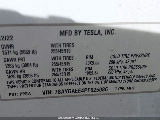 2023 TESLA MODEL Y 7SAYGAEE4PF625086 Photo 8