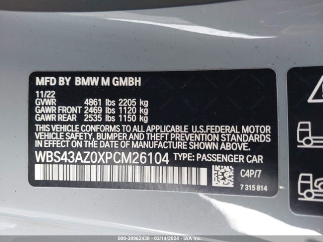 2023 BMW M4 WBS43AZ0XPCM26104 Photo 8