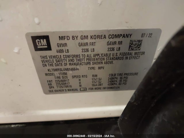 Chevrolet Trailblazer Awd Lt 2022 KL79MRSL4NB146644 Image 9