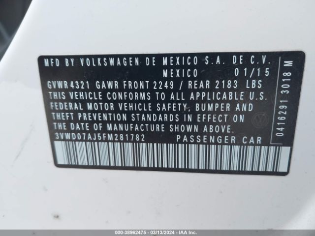 3VWD07AJ5FM281782 Volkswagen Jetta 1.8t Se