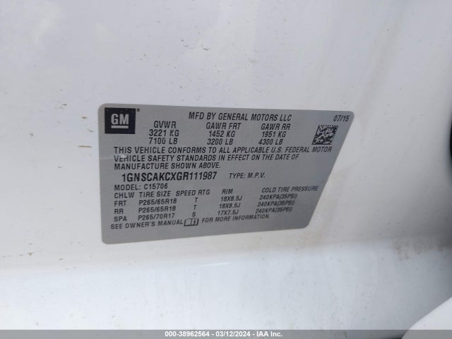Chevrolet Tahoe Ls 2016 1GNSCAKCXGR111987 Image 9