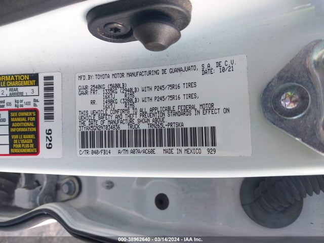 Toyota Tacoma Sr 2022 3TYAX5GN2NT034836 Image 9