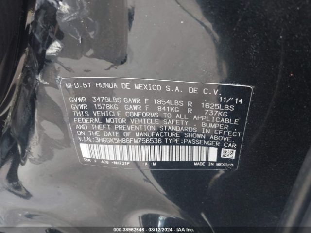 3HGGK5H86FM756536 Honda Fit Ex/ex-l