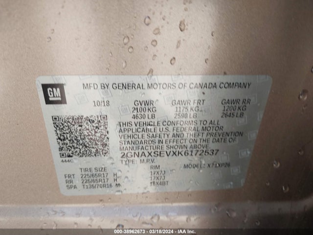 Chevrolet EQUINOX LS 2019 2GNAXSEVXK6172537 Image 9