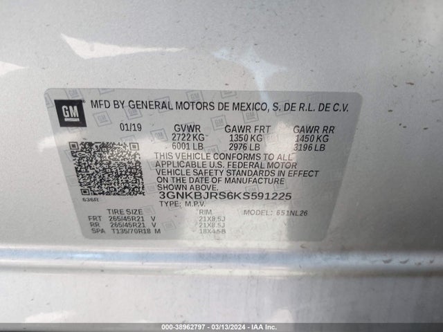 Chevrolet BLAZER RS 2019 3GNKBJRS6KS591225 Image 9