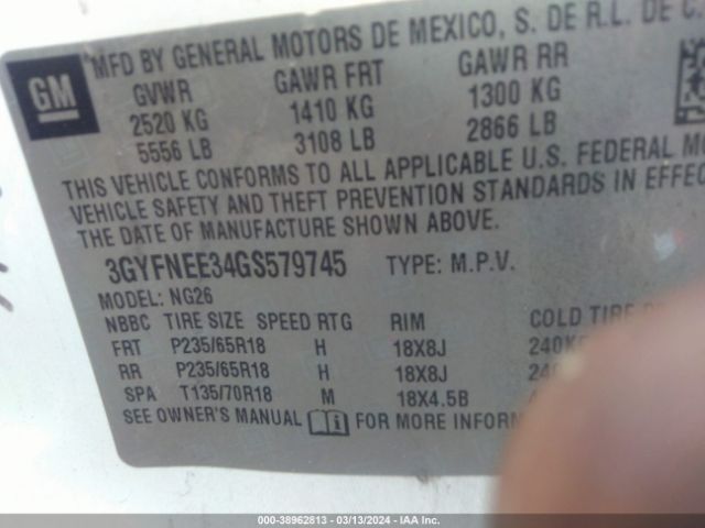 3GYFNEE34GS579745 Cadillac Srx Luxury Collection