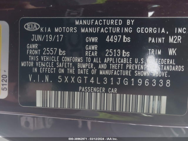 KIA Optima Lx 2018 5XXGT4L31JG196338 Image 9