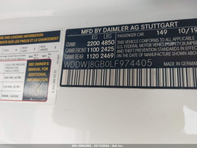 WDDWJ8GB0LF974405 Mercedes-Benz Amg C 63